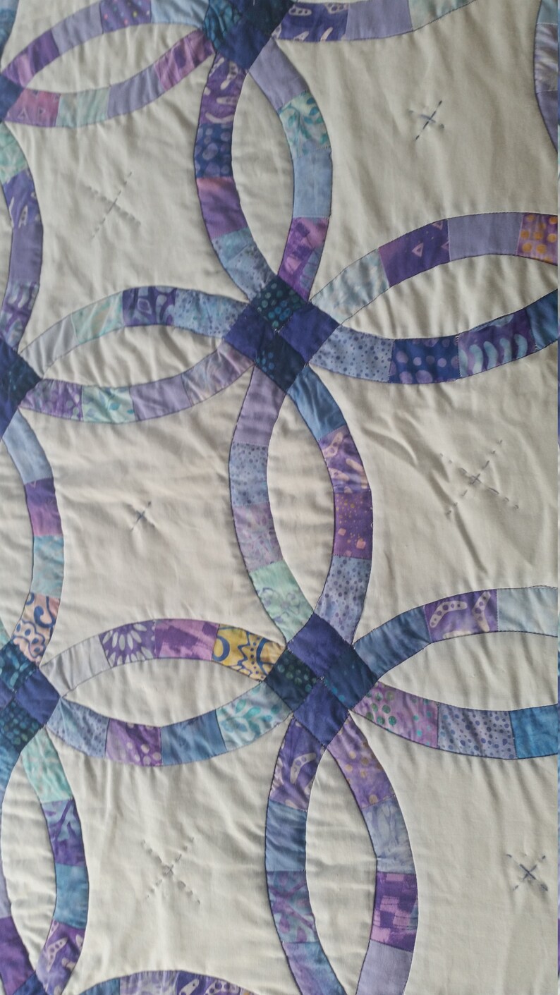 Double Wedding Ring Bedspread Quilt Handmade Quilt Double Etsy