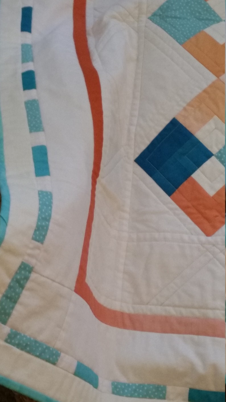 Geometric Modern Baby Quilt, Geometric Baby Blanket, White Baby Quilt