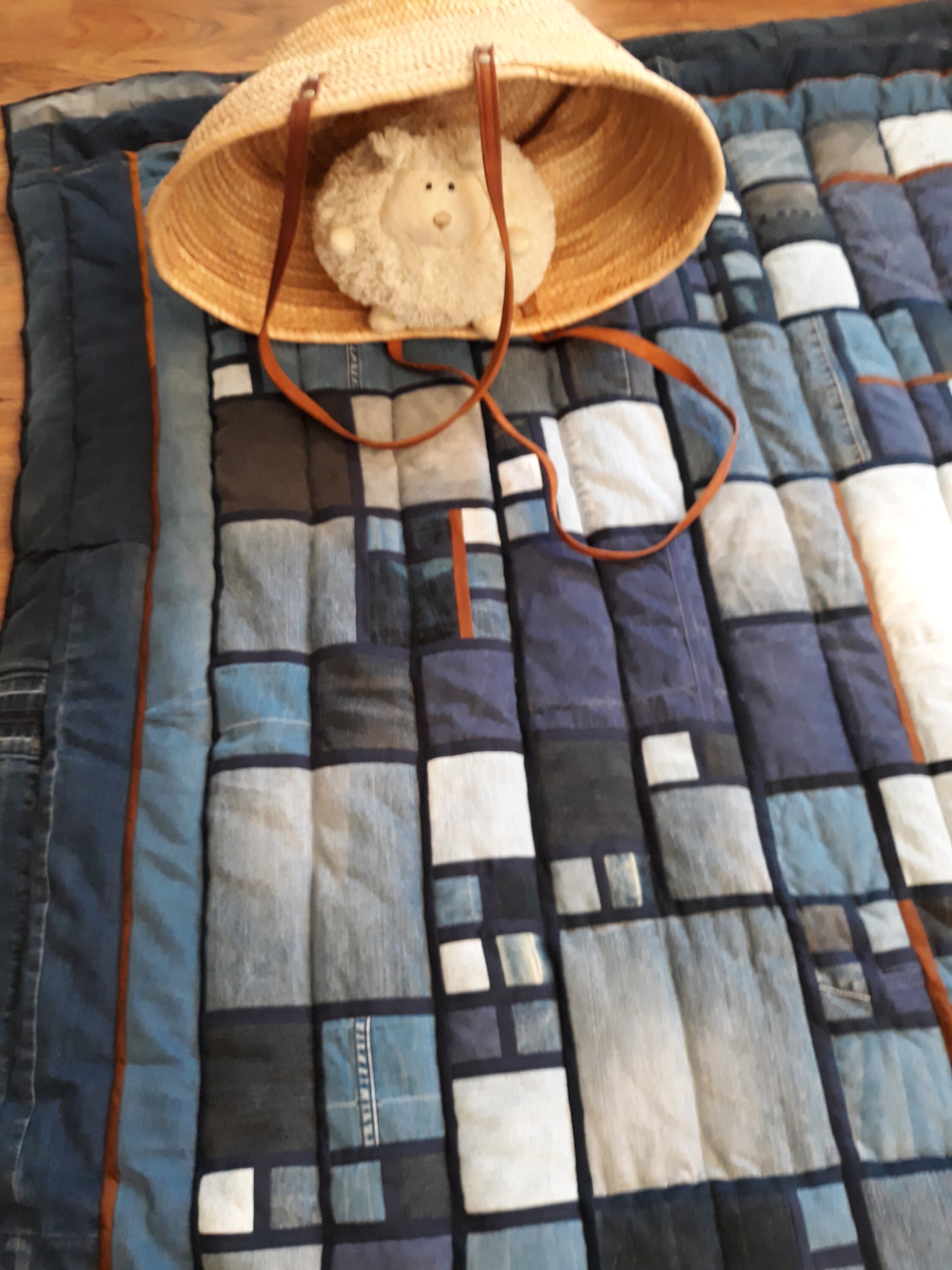 Handmade Denim Rug, Recycled Denim Quilt, Blue Jeans Floormat, Recycled ...