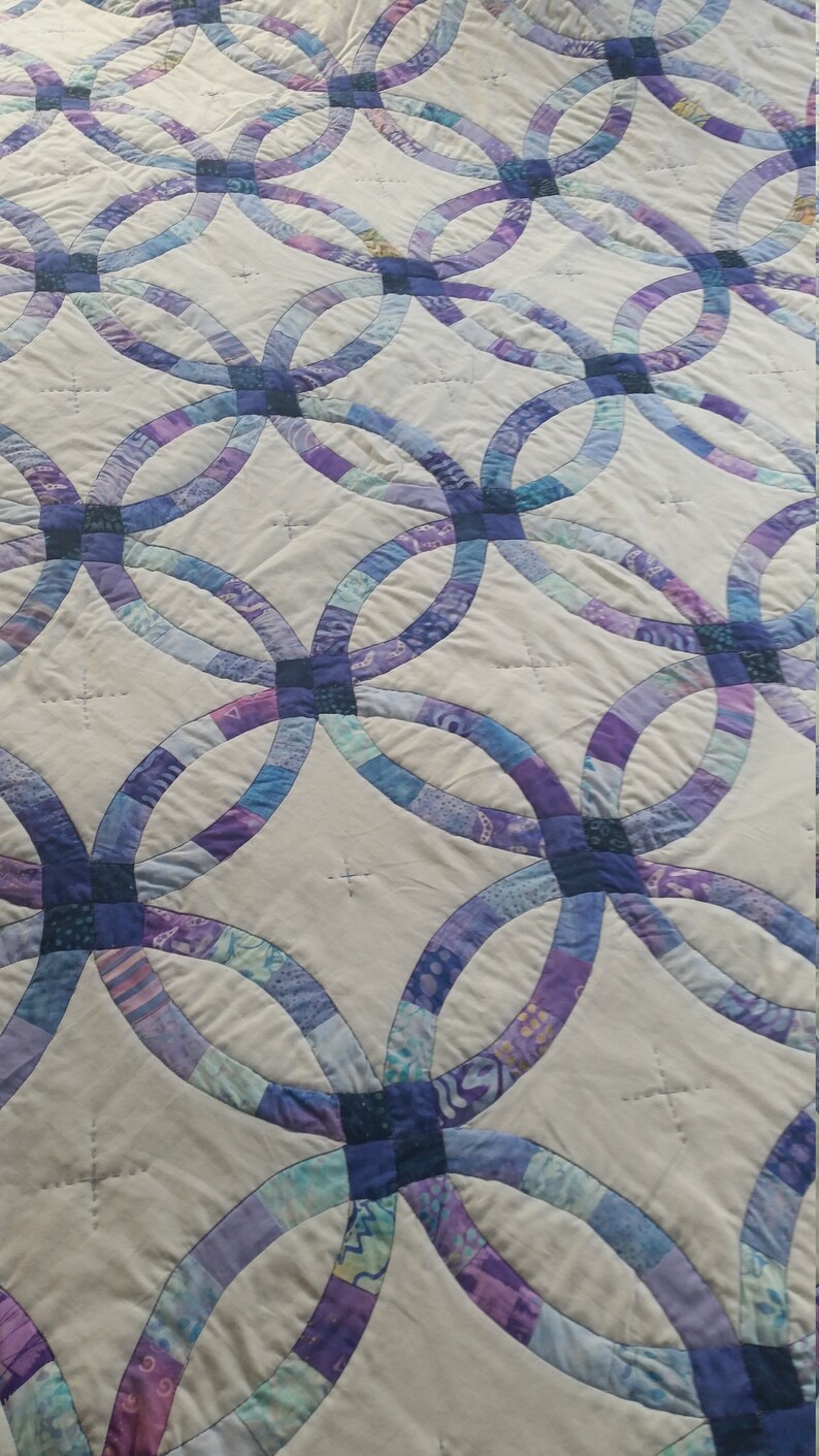 Double Wedding Ring Bedspread Quilt Handmade Quilt Double Etsy