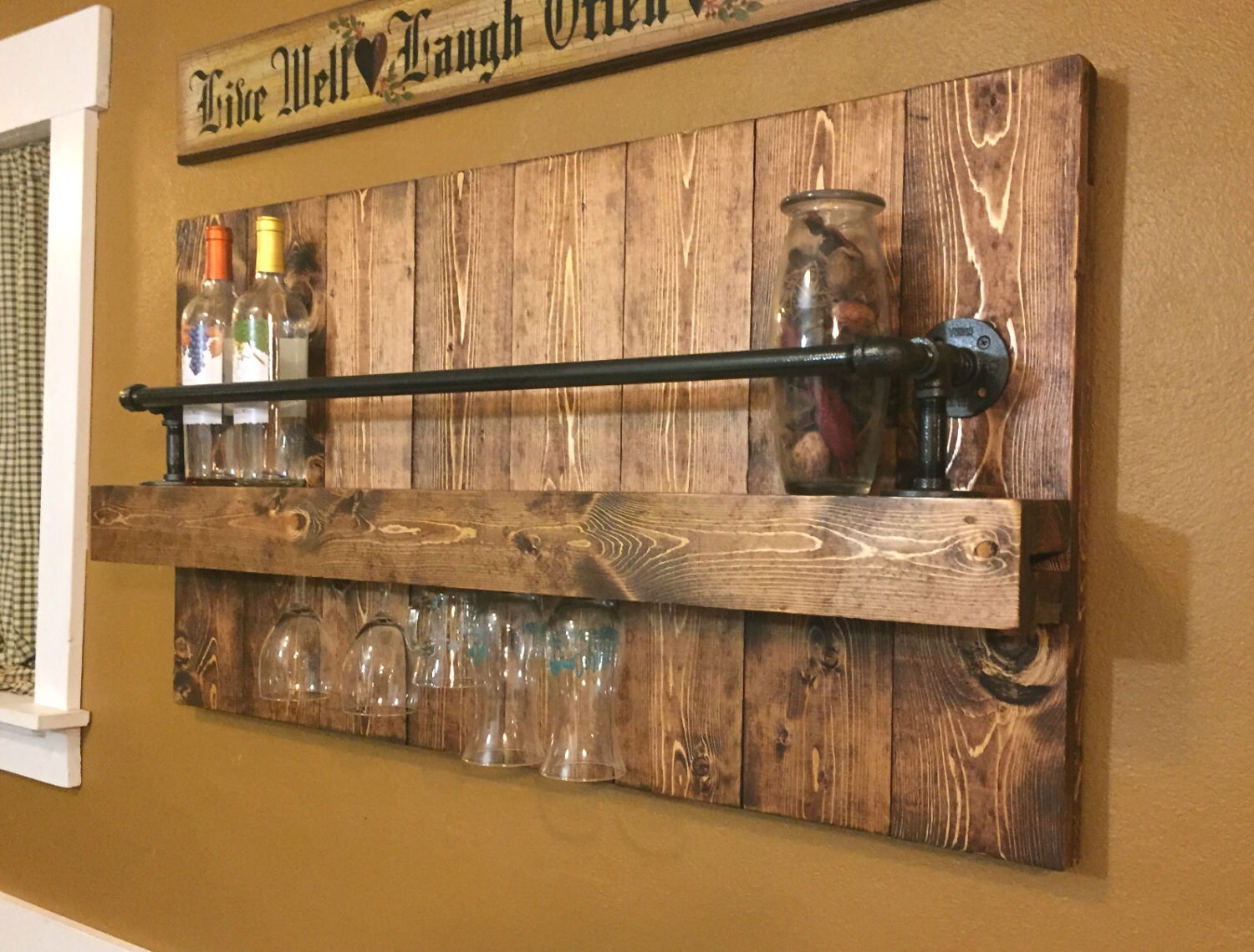 Rustic wine Rack Industrial wine rack wine rack farmhouse Etsy