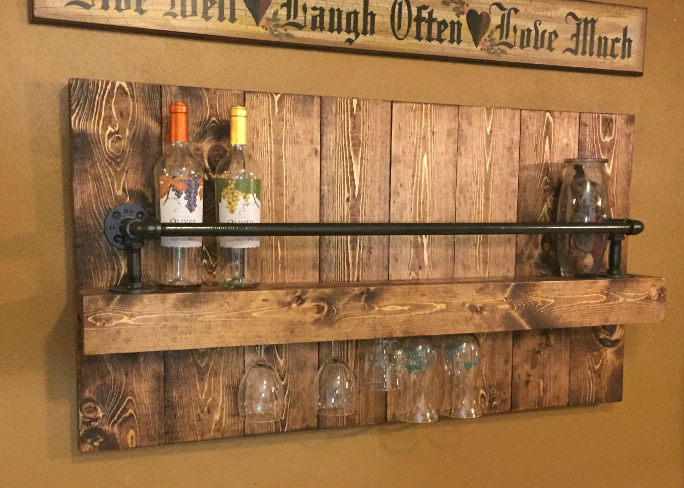 Rustic wine Rack Industrial wine rack wine rack farmhouse Etsy