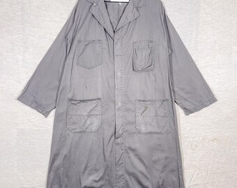 1950s 1960s Mechanics Shop Coat Olive Faded USA Medium Large Union Vintage