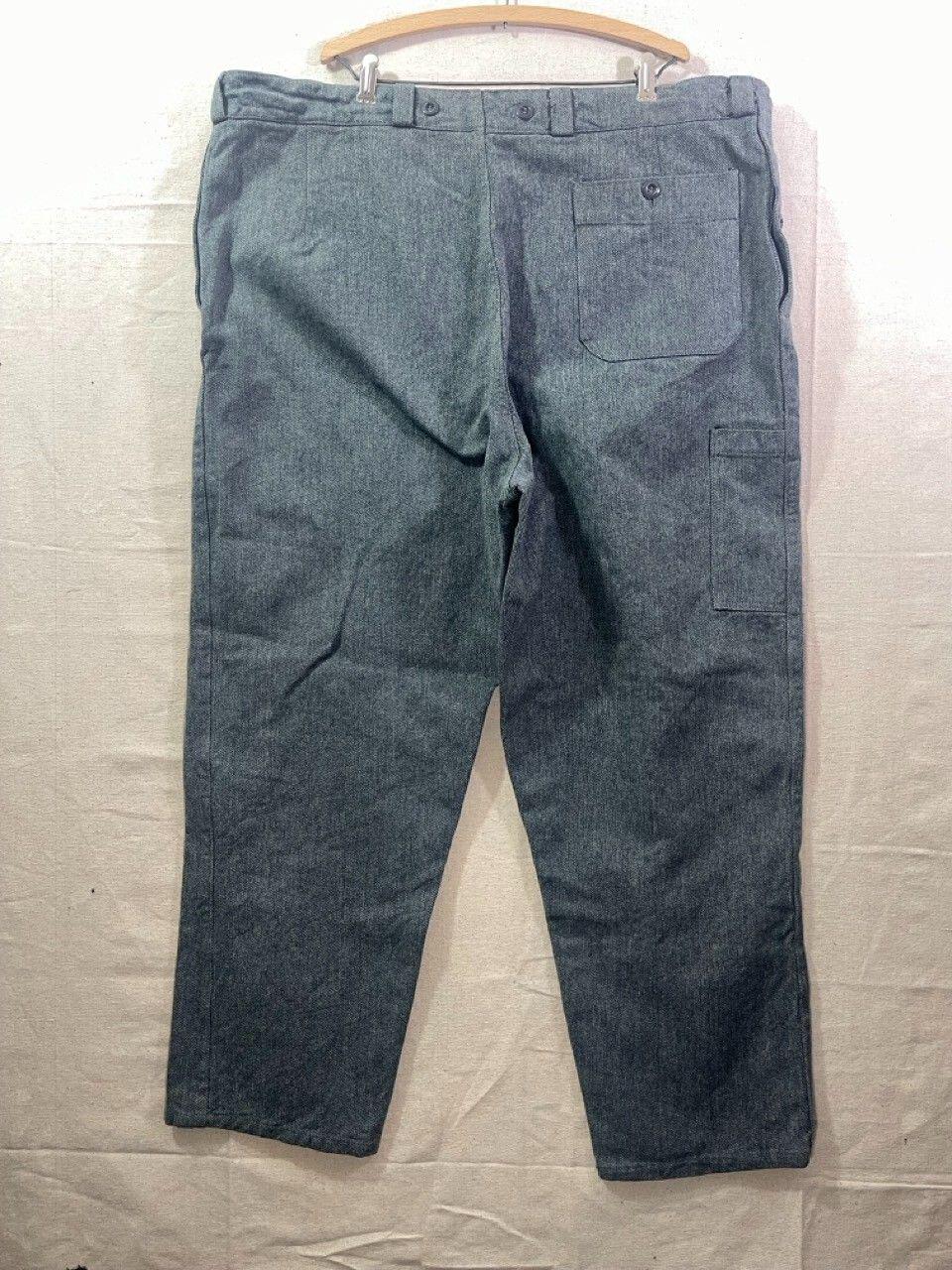 50s 60s Swiss Military, Prisoner Gray Denim Work Pants, Mens
