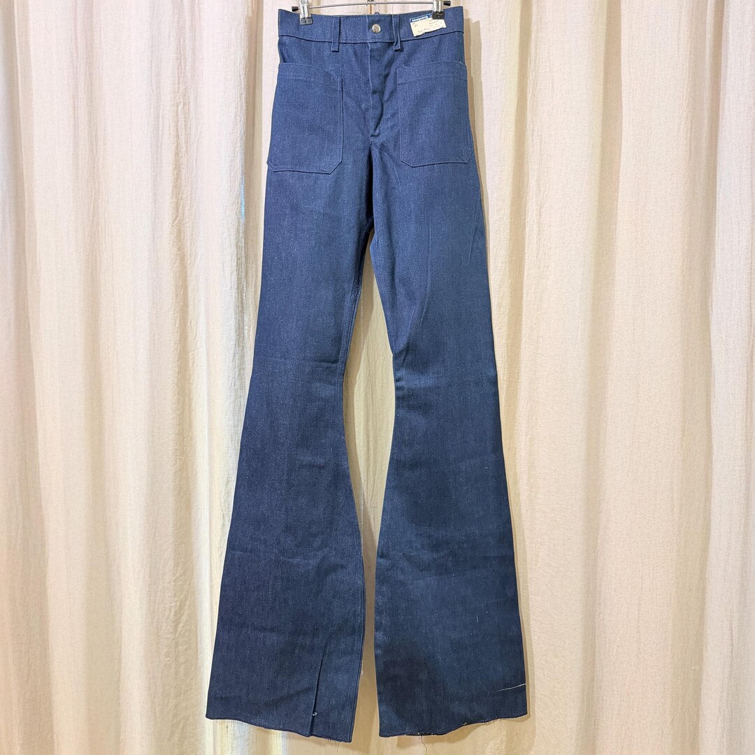 パンツ 70s US Navy Denim Sailor Pants 1970s Deadstock Denim USN Pants Sailor Bell Bottom Jeans 28x44