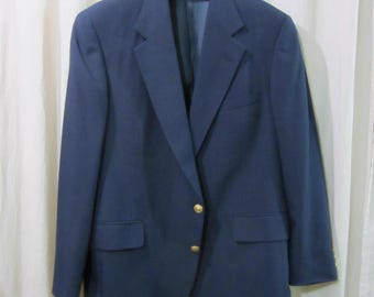 80s 90s Ralph Lauren Polo University Club Navy Blazer 46R Gold Buttons Vintage
