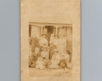 1910s Eastbourne Family Group Edwardian Beach Holiday Real Photo Postcard RPPC Vintage
