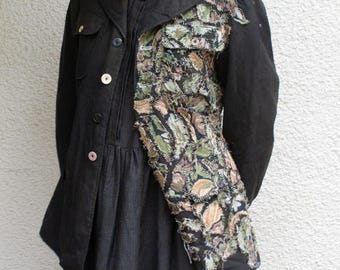 Patchwork 1940s Over-Dyed Military Tunic – Hand-Sewn Restoration - Handmade by Rheme Ragaza