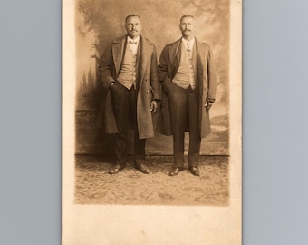1920s African American Men Suits Overcoats Studio Portrait 1927 AZO RPPC