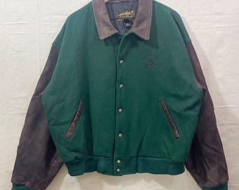 Vintage 1980's/1990's Eddie Bauer Wool & Leather Letterman Varsity