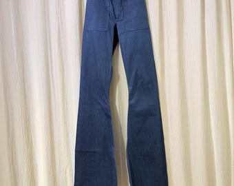 1970s Deadstock Denim USN Pants Sailor Bell Bottom Jeans 28x44