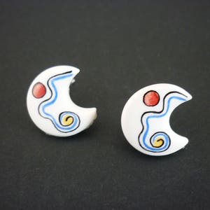 LUNA hand-painted porcelain earrings image 1