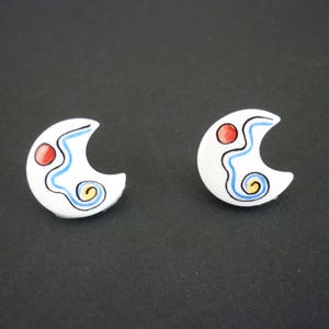 LUNA hand-painted porcelain earrings image 3