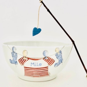 Personalized Breton porcelain bowl made in France, gift for birth, baptism, birthday...