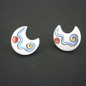 LUNA hand-painted porcelain earrings image 2