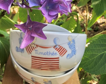 Personalized porcelain bowl, birthday gift, personalized baby shower gift, personalized christening gift