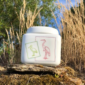 Fully hand-painted porcelain spice or sugar box