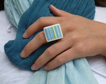 Hand-painted ceramic ring, birthday gift, Christmas gift