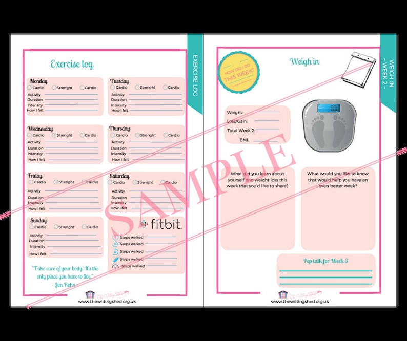 Weight Loss Planner Journal, Health Planner, Fitness Planner, Meal Planner, Printable, Inserts Printable Motivational Cards image 6