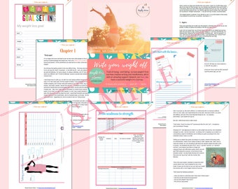 Weight Loss Planner - Journal, Health Planner, Fitness Planner, Meal Planner, Printable, Inserts + Printable Motivational Cards