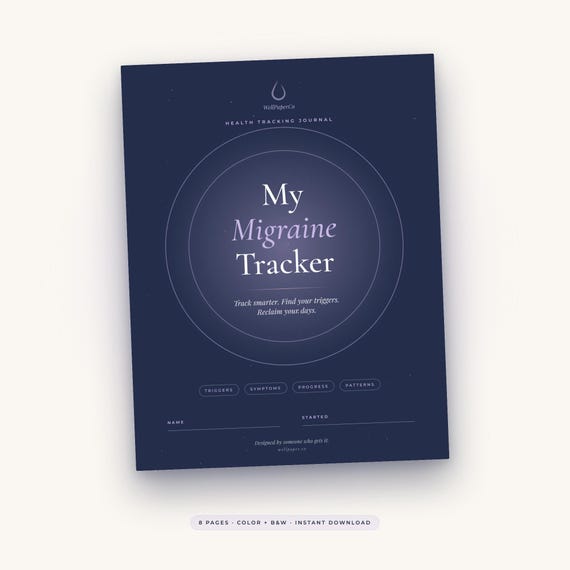 Migraine Tracker Printable PDF Headache Diary | Headache Journal Symptom Log for Women