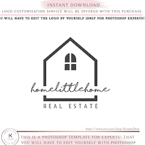 INSTANT DOWNLOAD, Home Logo Design. House Real Estate Logo. Home Decor Company Premade Logo. Etsy Shop Logo. Interior Design Logo. Art Logo