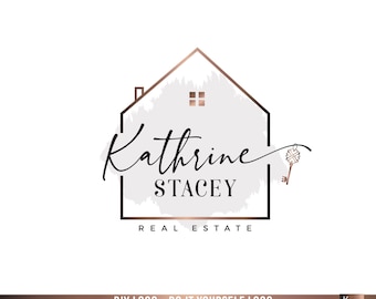Rose Gold Real Estate Logo, Realtor Branding Kit, Editable Business Design