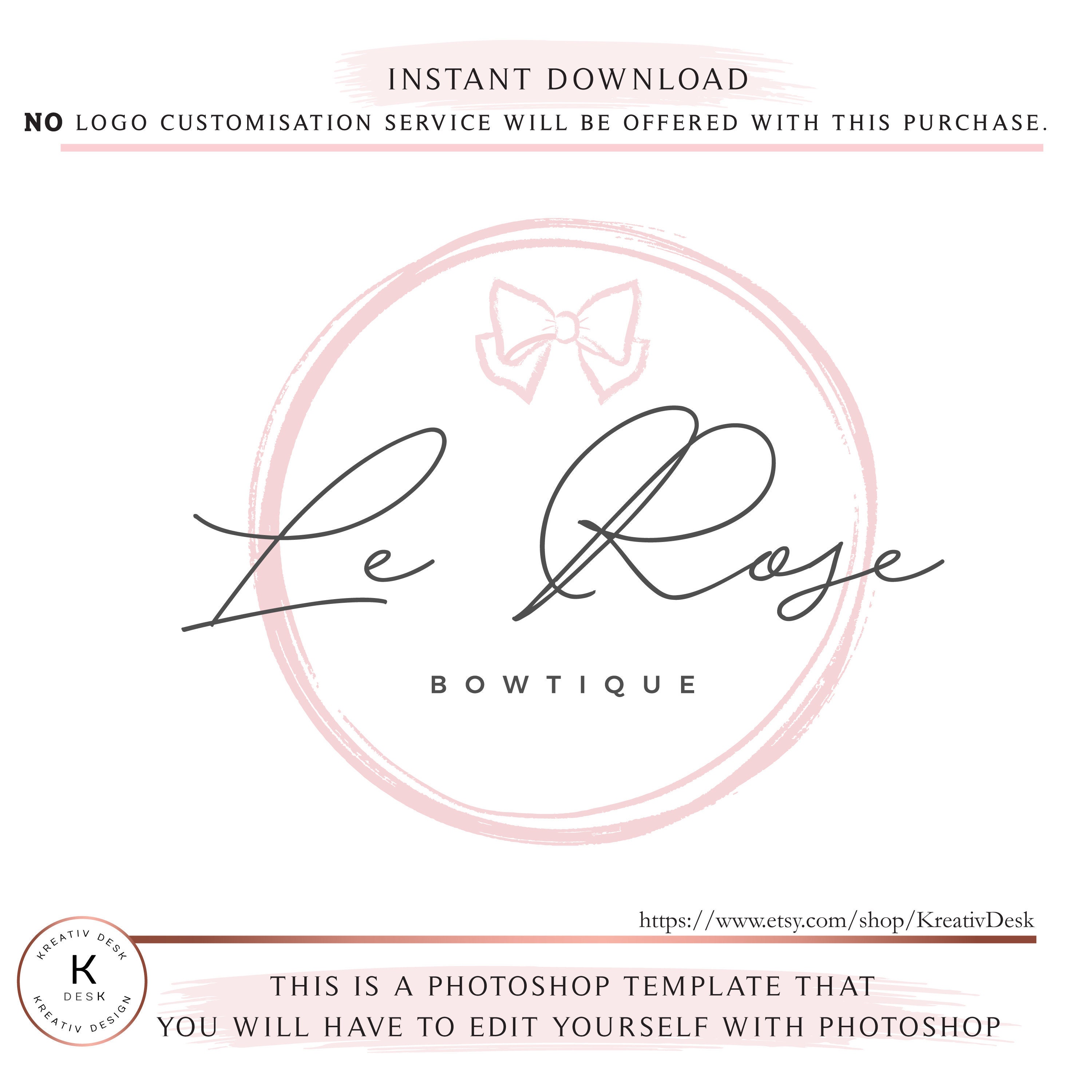 Instant Download Circle Bow Shop Store Business Logo Design Etsy