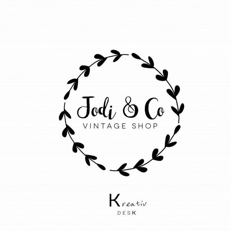 Wreath Logo Design. Floral Logo. Circle Logo. Round Logo. Boho Etsy