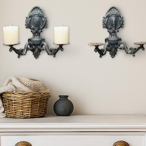 Iron Candle Wall Sconce - set of 2 | Vintage Decor Wall Candle Holders | Metal Candle Holder Deals & Unique Gifts