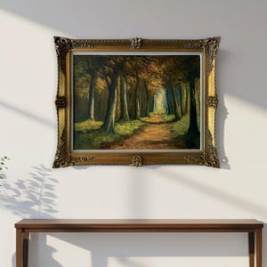 Antique Forest Oil Painting – Early 20th Century, Ornate Wood Frame