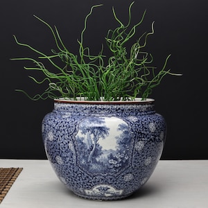 Blue and White Vase , Ceramic Planter | Plant Lovers Gift or Unique Gift Ideas | Vintage Home Decor