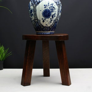 Vintage Wooden Milking Stool, Farmhouse Plant Stand