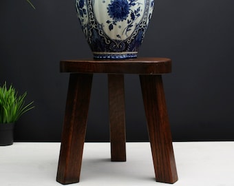 Vintage Wooden Stool, Wood Step Stool | Farmhouse Decor, Wood Plant Stand