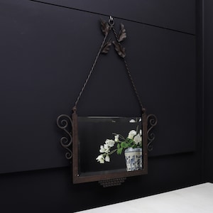 Specchio vintage ornato unico - Decorazione per la casa, specchio in ferro per ingresso / Idea regalo unica