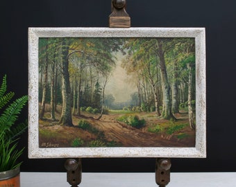 German Art Forest Painting by Otto Schwarz | Original Artwork Paintings On Wood | Oil Paintings, Nature Paintings & Vintage Painting Deals