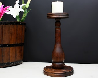 Large Wooden Candle Holder | Vintage Home Decor-Candle Stick Holder | Church Decor
