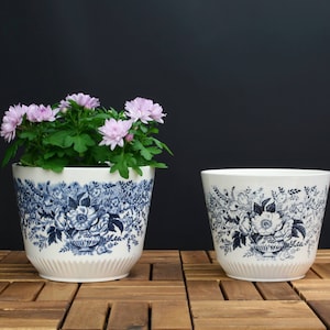 Blue White Porcelain, Indoor Plant Pots | Ceramic Plant Pot, Vintage Decor | Porcelain Planter, Flower Pot
