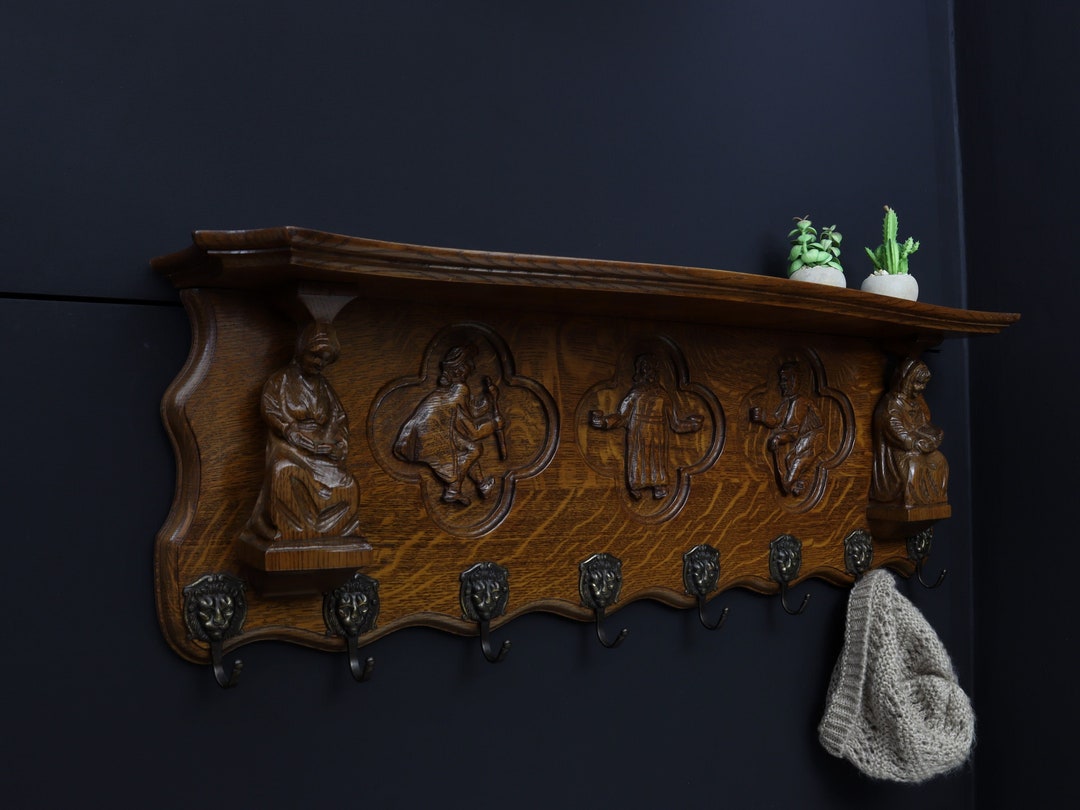 Vintage Wall Coat Rack With Shelf the Perfect Entryway Coat Etsy