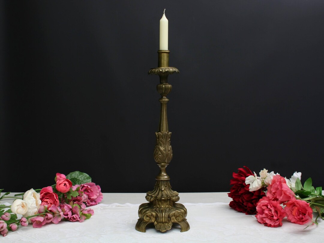 French Antique, Pillar Candle Holder Candle Stick Holder, Vintage Home