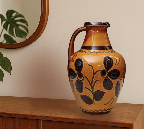 西ドイツ陶器　ミッドセンチュリー　花器　フラワーベース 西ドイツ製 ヴィンテージ陶器 花瓶 ミッドセンチュリー