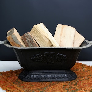 Cast Iron Coal Scuttle | Fireplace Decor Ash Bucket | Antique Iron Fireplace Tools | Unique Gifts, Mantel Decor & Farmhouse Decor