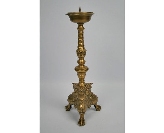 Ornate French Candle Holder Vintage Candle Stand Altar Decor Antique Candle Holder Altar Candle Holder Church Decor Vintage Brass Candelabra