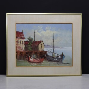 Peinture de bateau vintage, décoration nautique | peinture à l'huile vintage | Décoration d'intérieur vintage | Idées cadeaux uniques