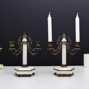 French Antique -Brass Candle Holder Set | Antique Candelabras - Unique Gift Ideas | Vintage Home Decor