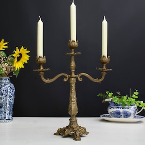 Brass Candelabra , Candle Stick Holder | French Decor ,Brass Candle Holder | Vintage Home Decor , Church Candle Holder