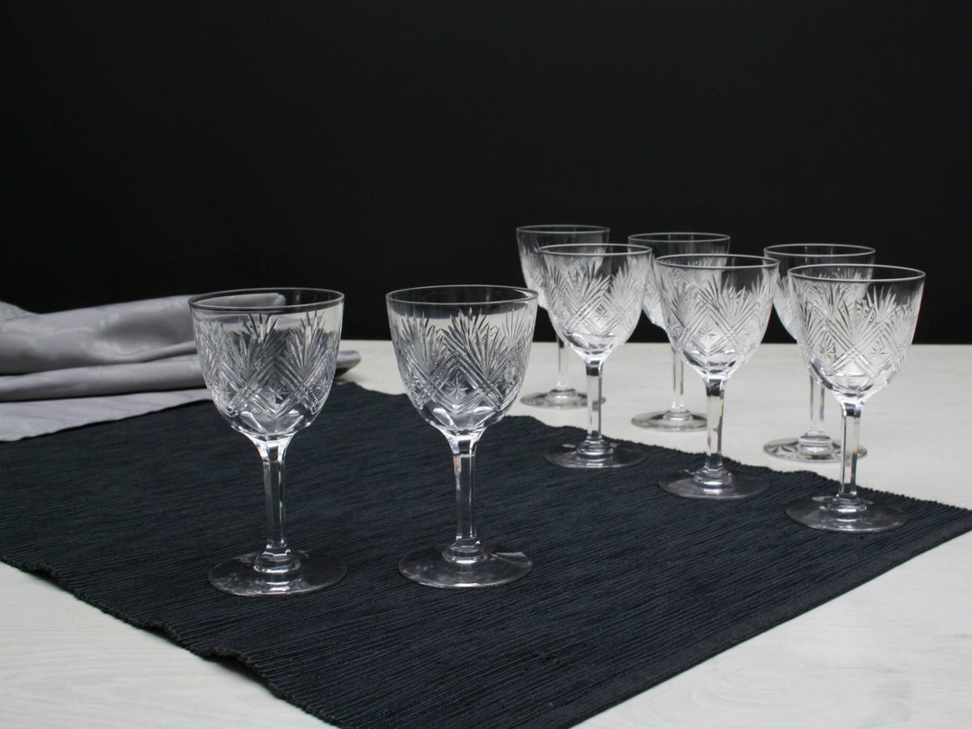 Cut Crystal Glasses Set of 8, Napoleon 3 Liquor Glasses,whiskey Glasses