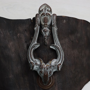 Antique Brass Door Knocker Ram Head Design with original strike plate | Front Door Knocker -Unique Gift Ideas