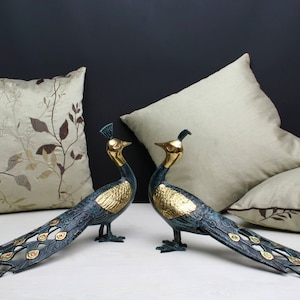 Stunning Brass Peacock Bird Figurines | Collectible -Peacock Decor