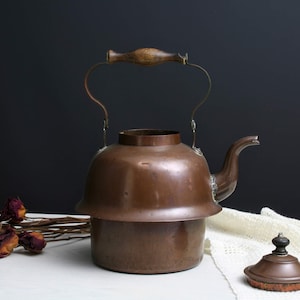 Antique Teapot-Country Decor | Antique Copper Pot -Farmhouse Decor